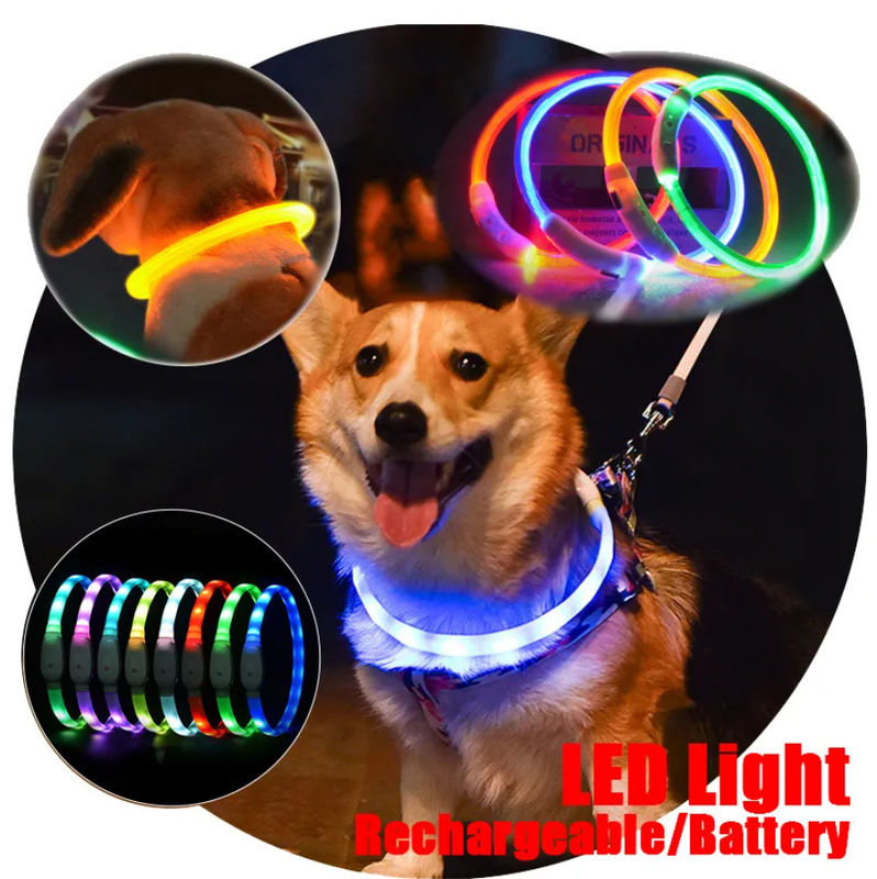 Cuello colorido de cuero de entrenamiento del perrito de los cuellos de perro que destella LED